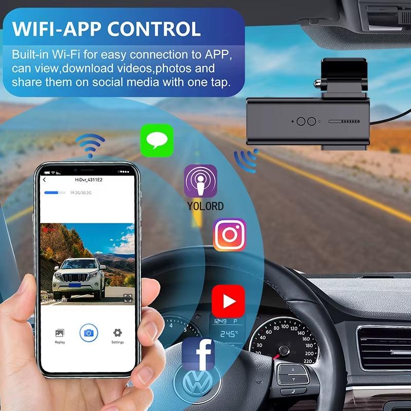 Dash Cam Front 2K And Rear 1080P Camera Night Vision Supports 24H Parking Monitor Collision Sensor Car Video Recorder WiFi