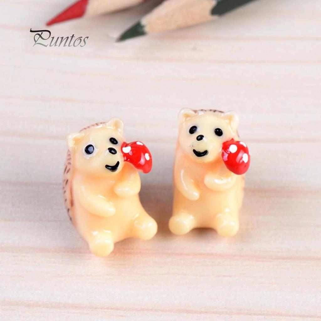 2 pezzi di figurine di riccio mini decorazioni in resina piante grasse ornamenti paesaggistici