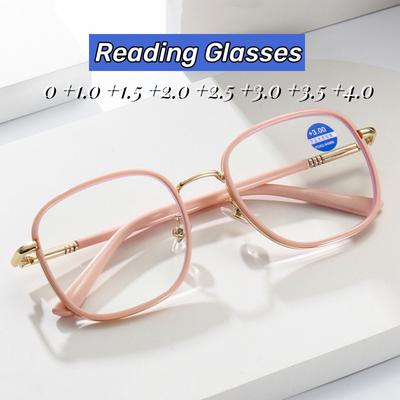 Quadratische Lesebrille für Damen, Modetrend, Presbyopie-Brille für Frauen und Männer, optische Korrekturgläser, Weitsichtbrille 0 bis +4,0