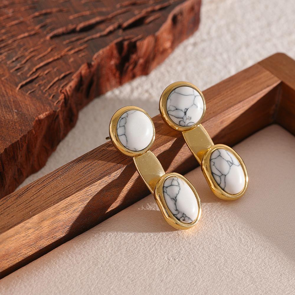 

Yhpup Vintage Turquoise Tiger Stone Stainless Steel Waterproof Earrings Unique Enthic Statement Fashion Aretes Jewelry Women