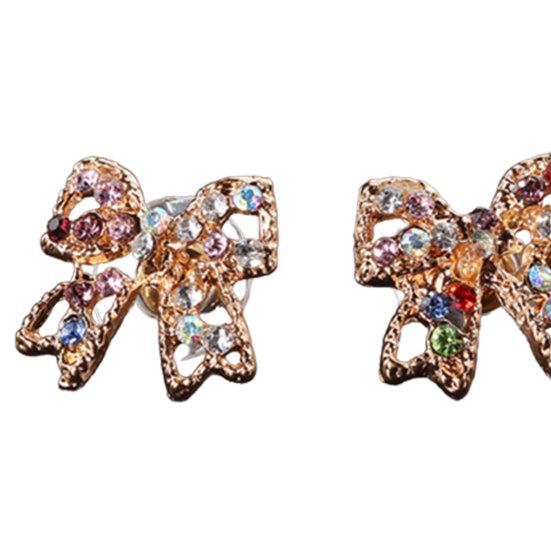 1 Pair Ear Jewelry Gold Plated Anti-rust Jewelry Gift Shiny Bowknot Ear Clips for Clubs