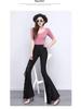 2025 Spring Black Lace High-Waisted Wide Leg Fishtail Pants