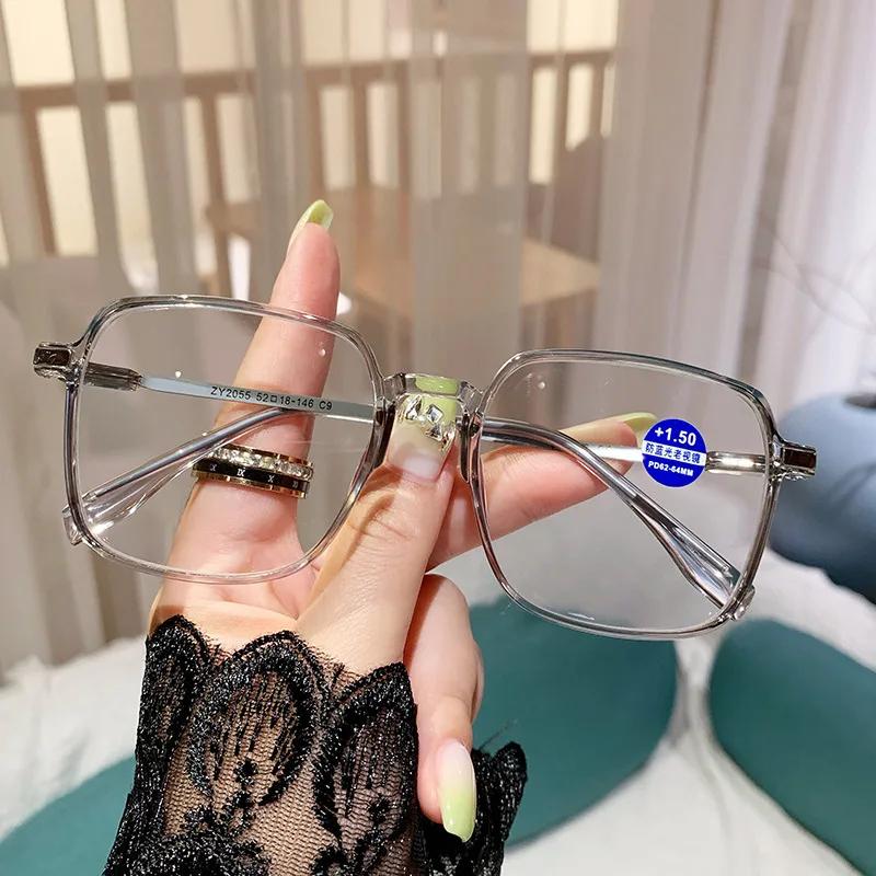 Velké nadměrně velké brýle na čtení New Trend Classic Anti-blue Light Presbyopia brýle Muži Ženy Dalekozraké brýle Stupeň+4,0