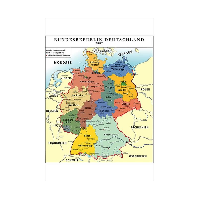 Německá mapa Německa s politickým rozdělením Obrázky Malby Mapa Domácí nástěnná dekorace, Cestovní/Vzdělávací pomůcky