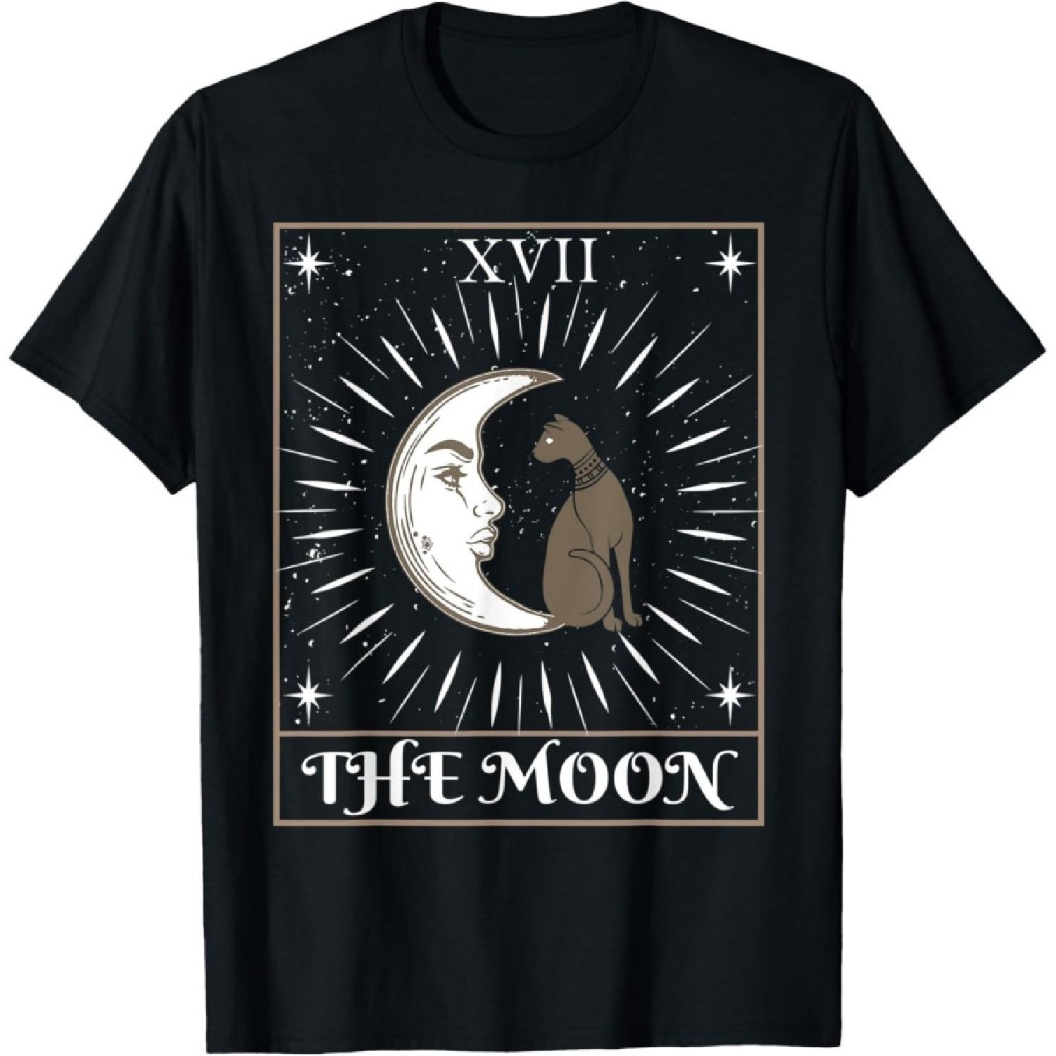 Tarot Card Crescent Moon Kitty Cat Dance Meow Cat Pet Animal T-Shirt S