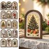 Decorazione Murale Leggera per le Feste Legno Natalizio Vintage Arte Legno Rustico Babbo Natale Ornamento con Cornice ad Arco Segno Rustico da Appendere e da Tavolo per Soggiorno