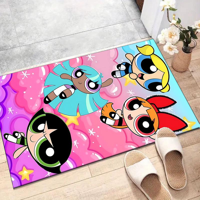 1pc Powerpuff Design Printed Area Rug Carpet for Bedroom Living Room Home Decor Rugs Mat Non Slip Mat Rug for Bedside