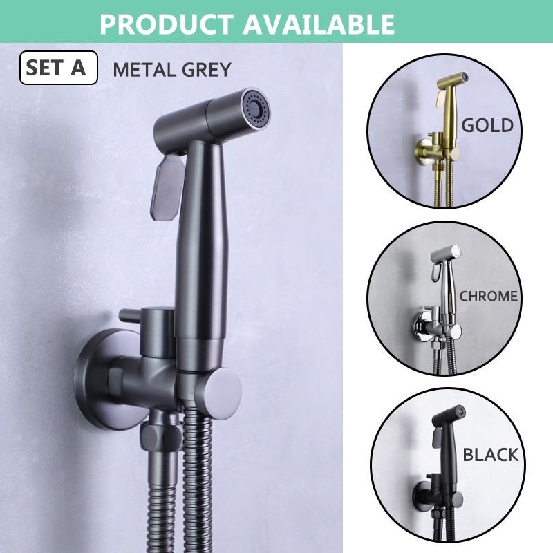 Household Bidet Sprayer Set Stainless Steel Sprayer Matt Black Gold Toilet Partner Brass Cold Valve Metal Grey Gloss Chrome