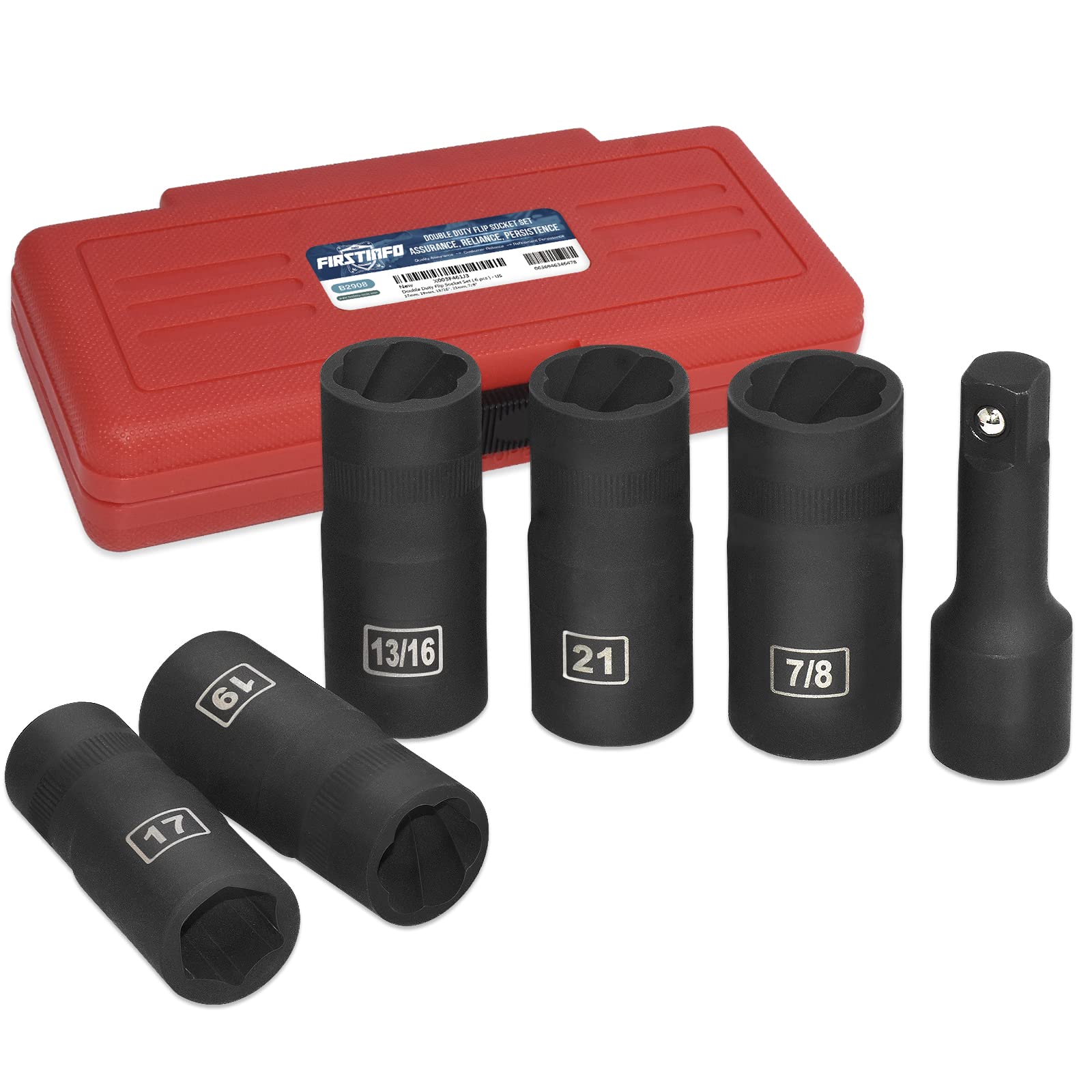 

Ryosho FIRSTINFO TOOLS Nut Twister Socket for Tightening and Sizes Lock Nut Double-Headed (Tornado Socket) Loosening, 12.7mm Drive, 17mm, 19mm, 21mm,