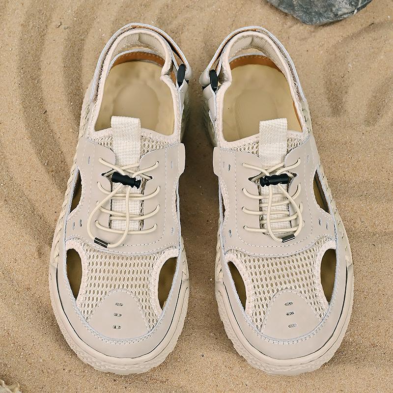 38-46 Summer Men's Fashion Handmade Mesh Breathable Outdoor Casual Shoes Hiking Shoes Beach Sandals