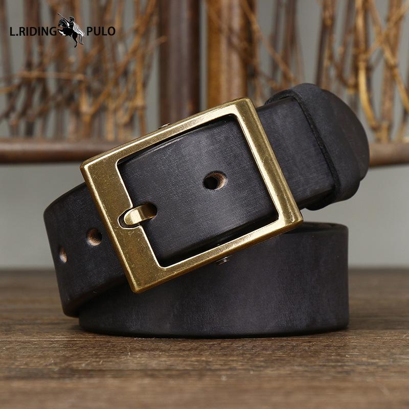 Thickened Genuine Leather Cowhide Belt Men's Genuine Leather Pin Buckle Retro Copper Buckle Casual All-match Belt