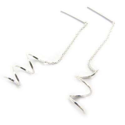 [M9579] - Silver 'Tortillas Latinas' Silver Earrings - 60x12 Mm