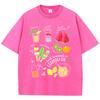 Fruit Tea Cold Drinks Ice Cream Prints Cotton Washed TShirt Women Oversize Tops Street Distressed ONeck T Shirt Summer Clothes