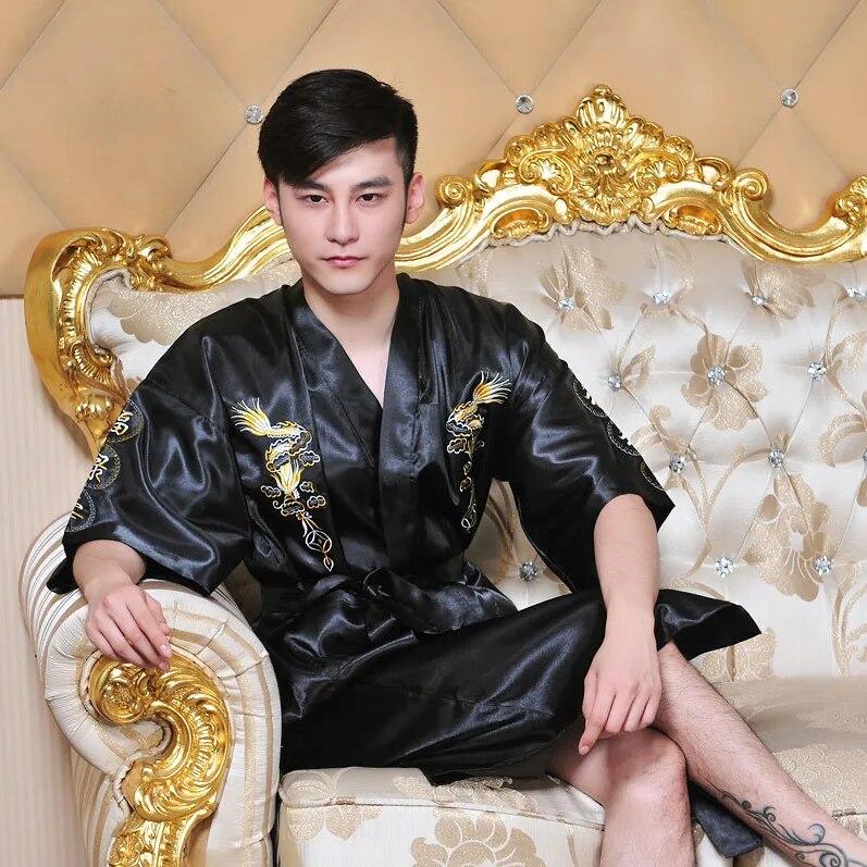Ethnic Chinese Style Men's Clothing Men's Dalong Bathrobe Bathrobe Dragon Robe Tang Suit Pajamas Nightgown Home Service Embroidered Dalong