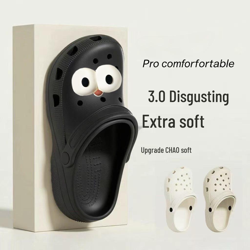 Summer 2025 Women's Trendy Breathable Hole Sandals: Cute, Non-slip, Thick Sole Couple Beach Shoes