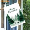 1pcs, Winter Christmas with Watercolor Christmas Tree Pattern - Flagdouble-sided Garden Flag Courtyard Decoration, Outdoor Decoration, Lawn Decoration