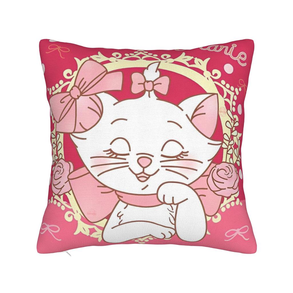 Marie Cat Inspired  Square Pillow Case Cushion Cover Funny Polyester Decor Pillowcase for Sofa 45x45cm