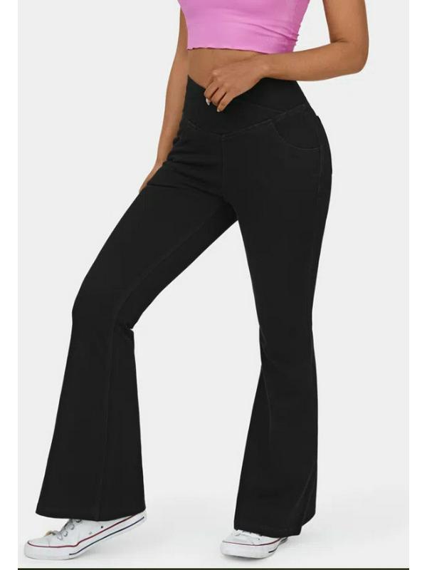 2024 Women's Plus Size Flare Yoga Pants - High Elastic Denim with Antibacterial Fabric