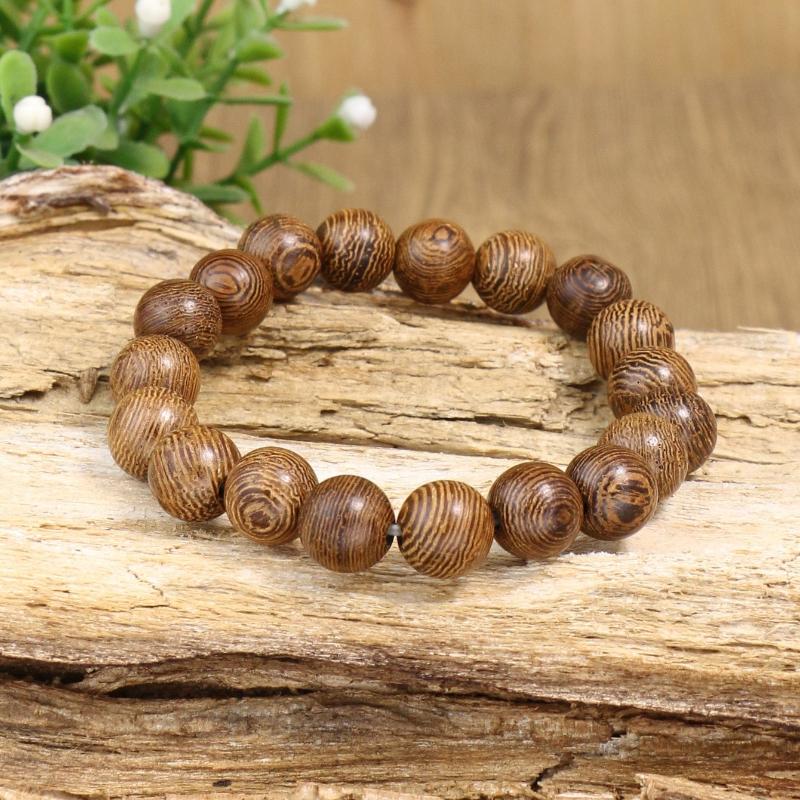 TopHanqi 3pcs Vintage Style Multi-color Wooden Beaded Elastic Stretch Bracelet Set for Men and Women