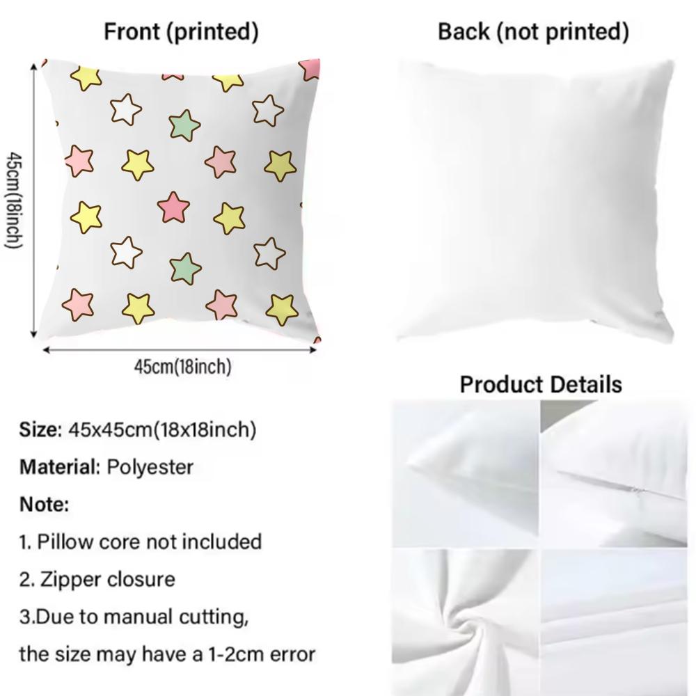 Cute Cartoon Texture Cushion Cover Soft & Easy-Wash Pillow Case – Versatile For Couch, Bed, Travel And Office