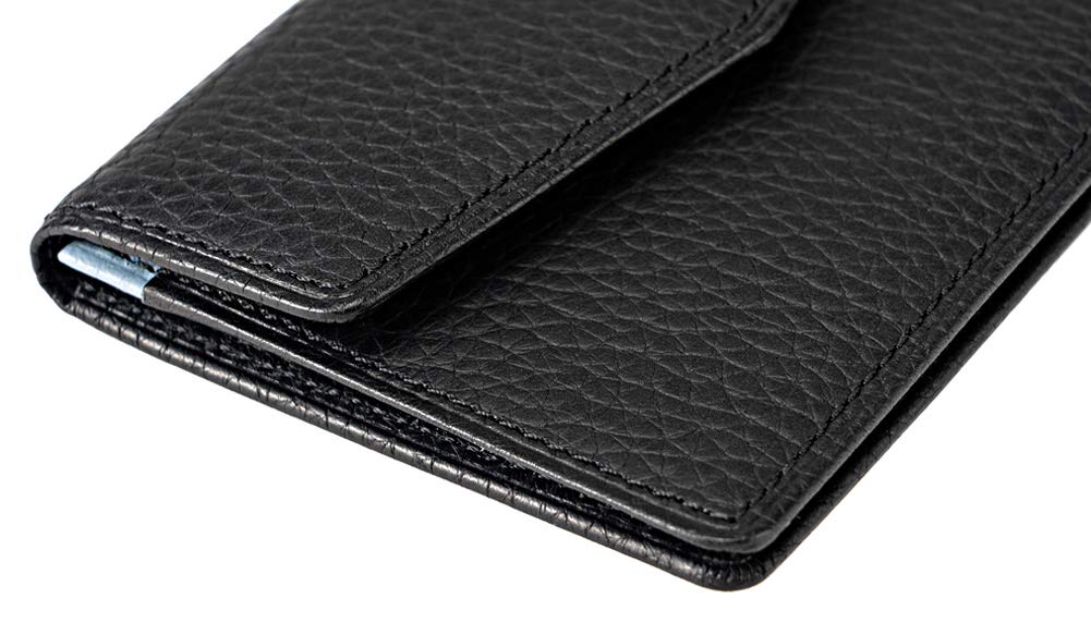 Cypris Pokewalle Compact Card Case Smart Wallet Leather Wallet Antibacterial and Virus Protection Day Gift for Men and Boyfriend Black x Light Blue