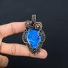 Blue Dendrite Opal Gemstone Pure Copper Wire Wrapped Handmade Pendant Jewelry For Her