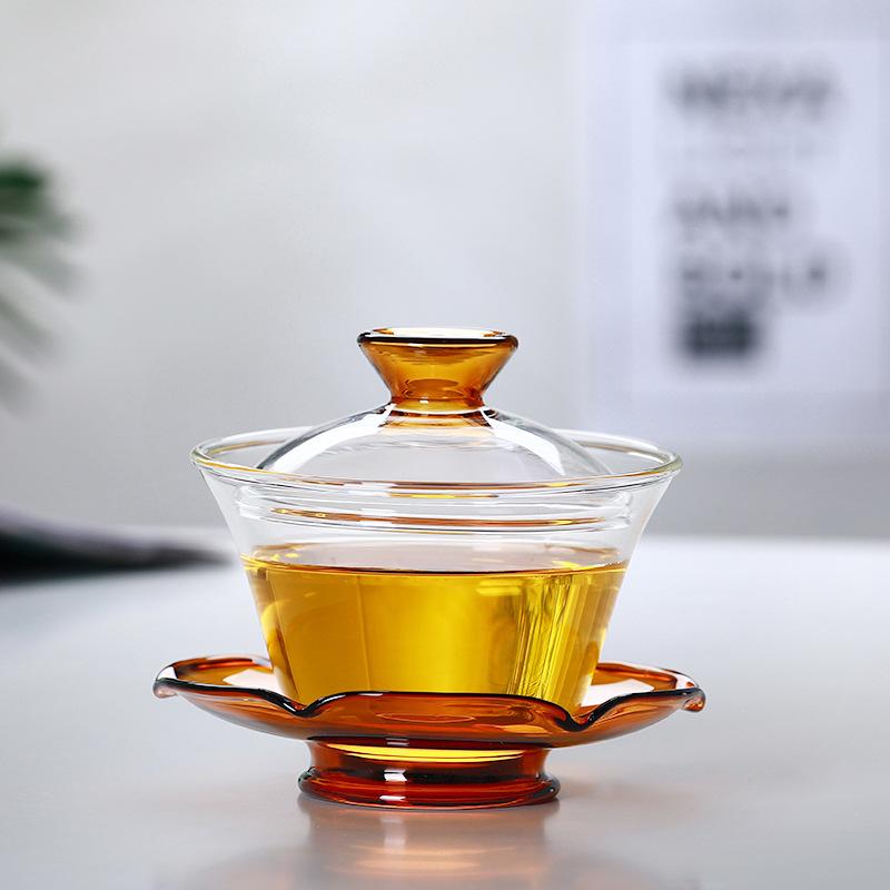 Colored Heat-resistant Glass Cover Bowl Tea Cup Chinese Tea Cups Gaiwan Teapot Gaiwan for Travel Tureen Gai Wan Puer Set Mugs