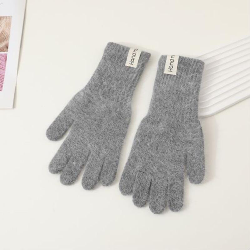 

Korean Ins Candy colored Solid Color Rabbit Fur Gloves In FallSeason and ColdSeason Warm and Cold Knitted Wool Joker CampusUse Couple Female One size