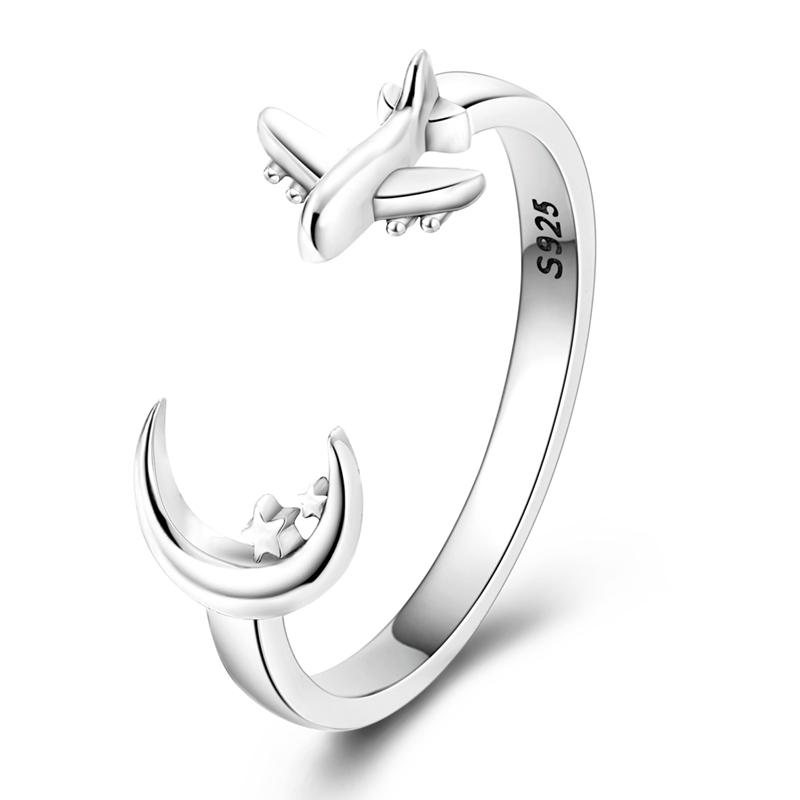 New Open Rings for Women 925 Sterling Silver Star Moon Colorful Zircon Rings Fine Wedding Engagement Birthday Jewelry Gifts