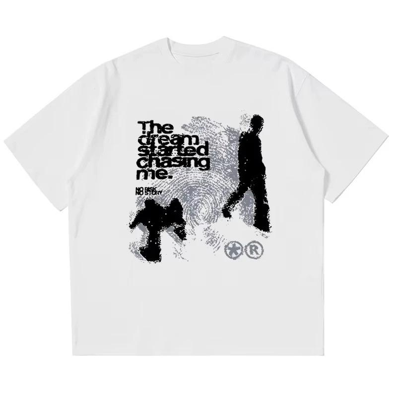 Street Wear Harajuku Hip-hop Men's T-shirt Y2k Retro Oversized Short Sleeved Printed T-shirt Fashionable Cotton Retro Aesthetics