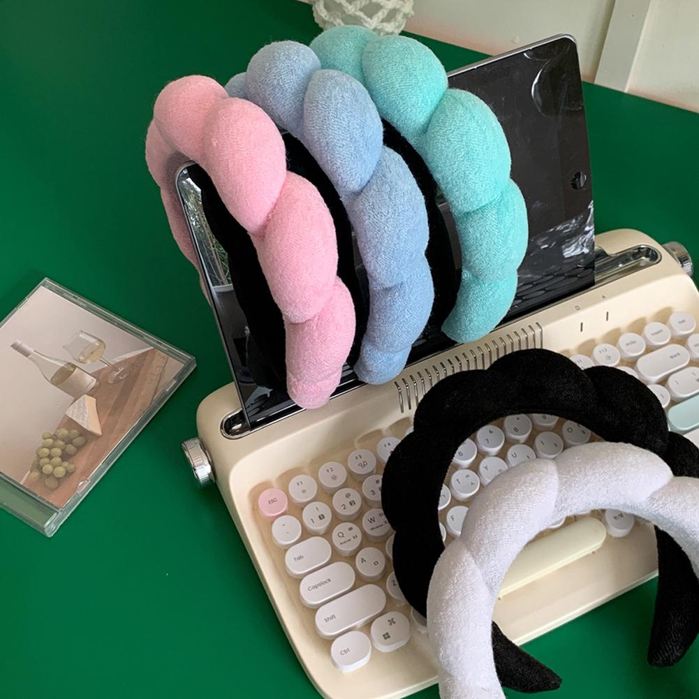 Spa Headband For Women Sponge Headband Face Washing Cute Cloud Thick Hairband For Shower Makeup Skincare