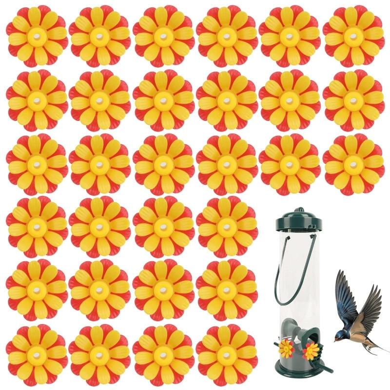 

30 шт. Удобные сменные цветы для кормушек для птиц, садовая поилка для колибри, цветочный выход для кормления диких птиц 30PCS жёлтый