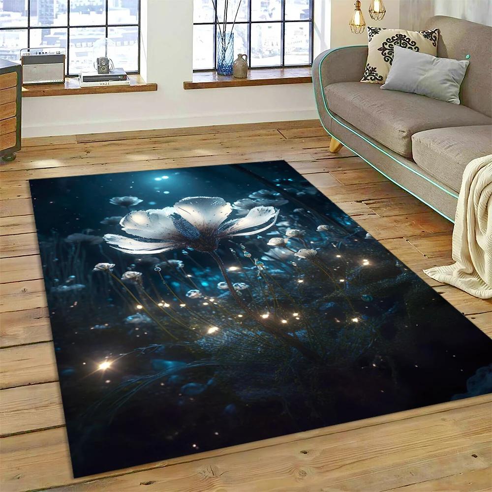 HD Pretty Flower Daisy Rose Chrysanthemum Carpet Rug for Home Living Room Bedroom Sofa Doormat Decor,Kids Area Rug Non-slip Mat