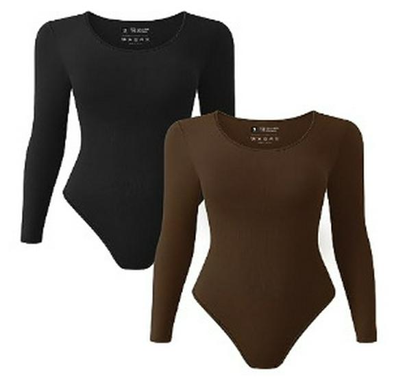 

Бесшовный облегающий боди для йоги - Быстросохнущий, Дышащий, С длинным рукавом, В рубчик, Балетная танцевальная одежда S