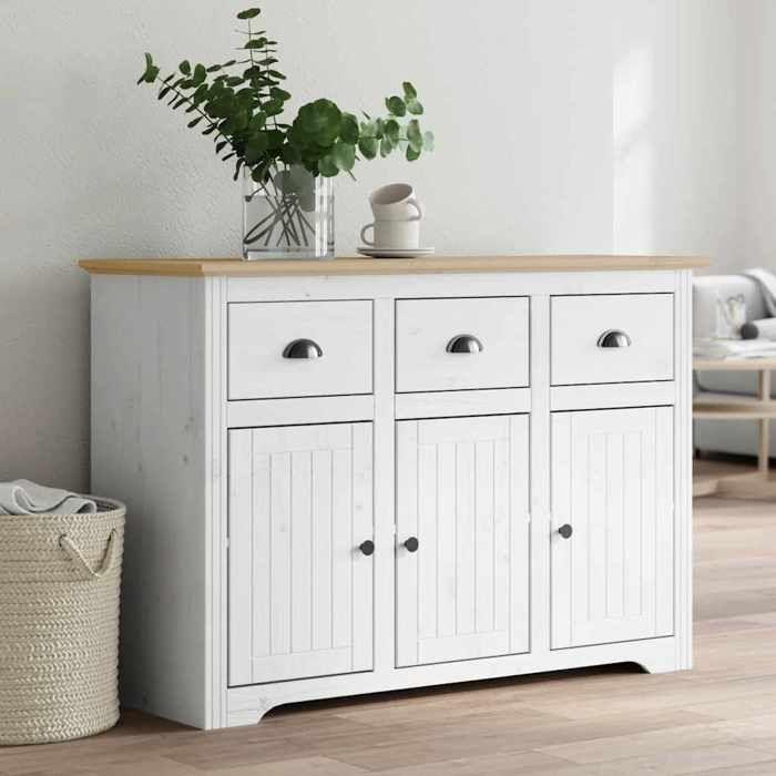 VidaXL Buffet BODO blanc et marron 115x43x79,5 cm bois massif de pin 355066