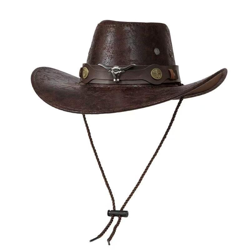 

Leather Western Cowboy Hat Bull Head Accessories Men s and Women s Cowboy Hat Fashion Travel Party Hat sombrero vaquero 56-58cm