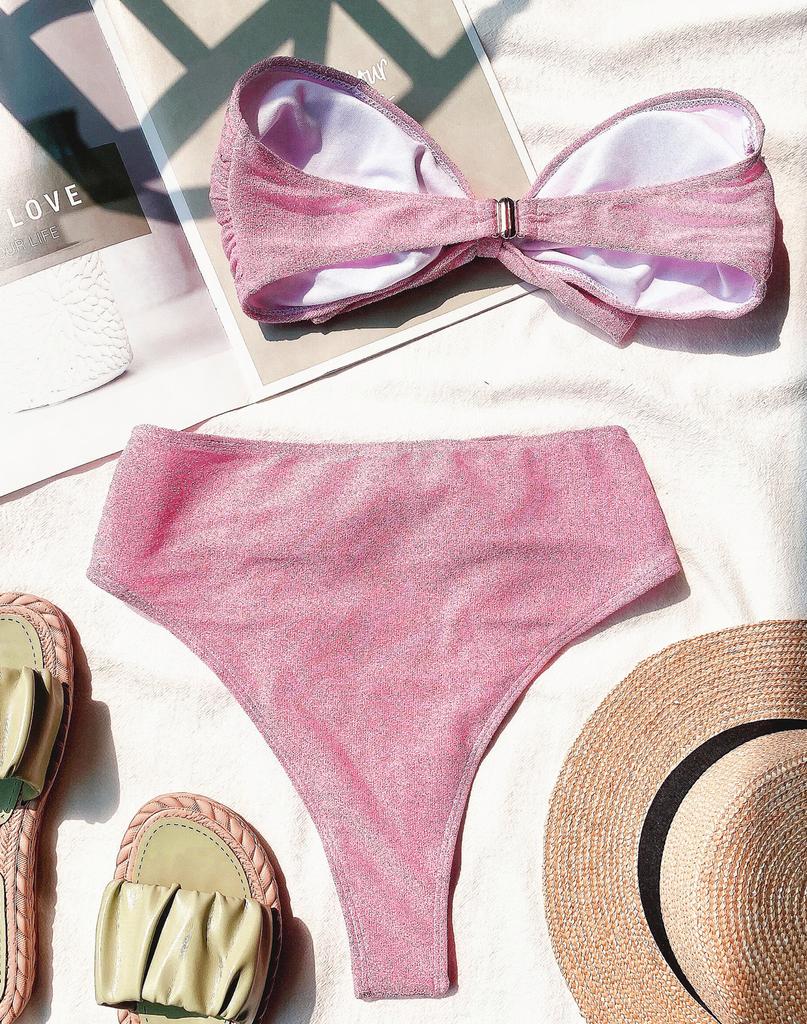 Dámské plavky jednobarevné flitrované sexy bikiny jednodílné plavky Plážové plavky