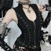 European and American new women's clothing fashion personalized small vest top dark gothic strap waist zipper vest
