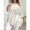 Casual Loose Top, Floral Print Simple All-over Print, for Spring and Autumn Seasons
