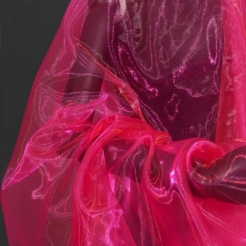 100x150cm Buntes Organza-Tüll-Gradient-Funkelndes Gewebe für Designer-Styling Glänzendes Kleid Bekleidungszubehör Bühnendekoration