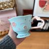 Personalized Cherry Blossom Embossed Ceramic Mug with Spoon – Creative Pink Souvenir Cup