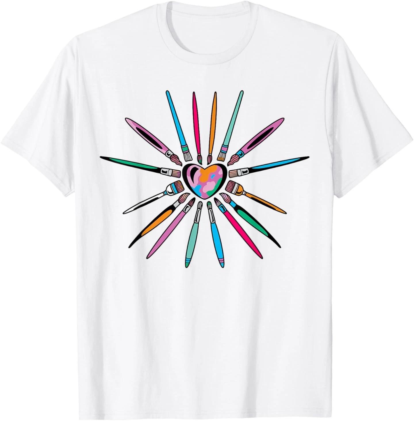 Cool Brush Heart Shape Art Teacher Paint for Artist Painter T- Shirt 4XL