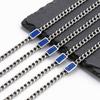 Men's Blue Natural Stone Chain Necklace,5mm Trendy Stainless Steel Cuban Link Choker,Hip-hop Punk Jewelry Gift
