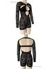 Chic Lace Hollow-Out Slim-Fit Jumpsuit with Long Sleeves