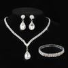 European and American bridal jewelry set simple zirconium water drop pendant rhinestone necklace earrings two wedding dress accessories
