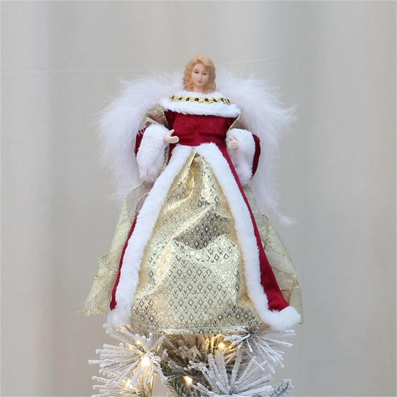 Weihnachtsbaum Dekoration Zubehör Plüsch Flügel Engelbäume Spitze Stilvolles Feiertagsaccessoire Festliche Ornament Dekorationen