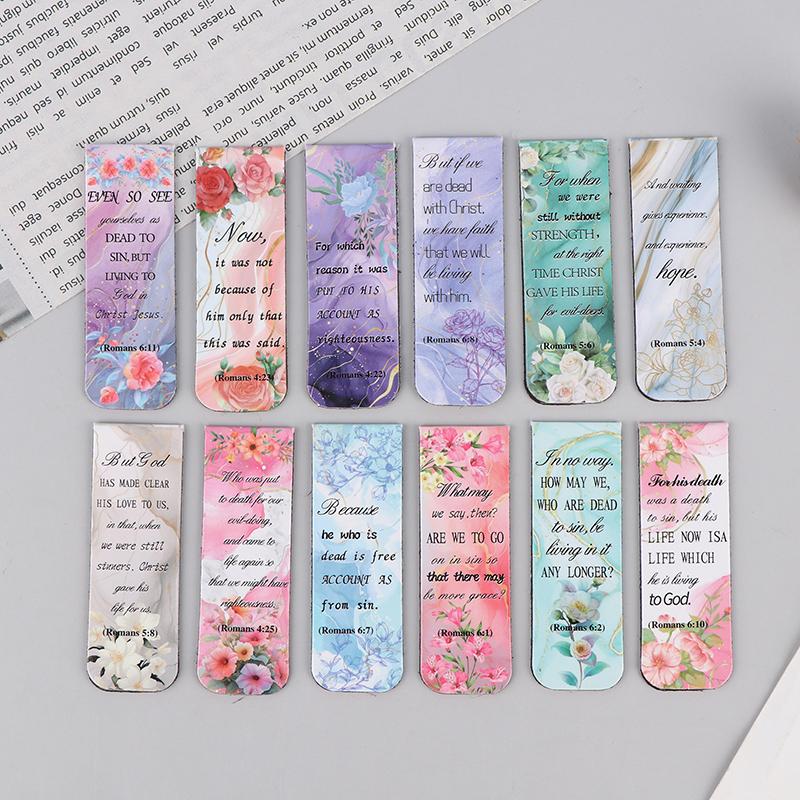 12Pcs Aesthetic Motivational Bible Quotes Paper Bookmarks Diy Students Readers Page Markers Library Office Page Marking