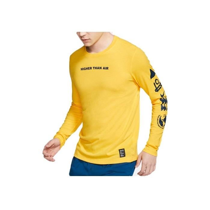 

Nike Быстросохнущая повседневная футболка для бега с длинным рукавом для мужчин, желтые BV7831-703 M