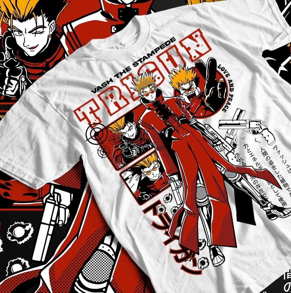 Trigun Vash The Stampede Moon T-shirt, Anime Manga Tee, Japanese Shirt White Unisex T-Shirt XXL