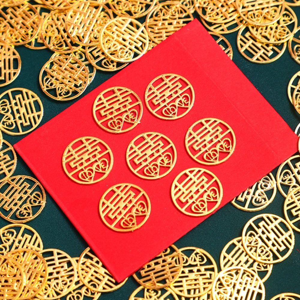 Colorful Wedding Chinese Tradition Circular Wedding Gift Coin Party Supplies Pendant Gold Coin